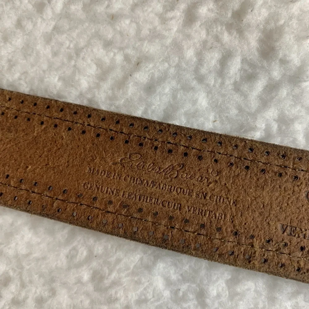 Eddie Bauer Waist Belt Men's Medium‎ Brown Leather Silver Buckle Adjustable 9607